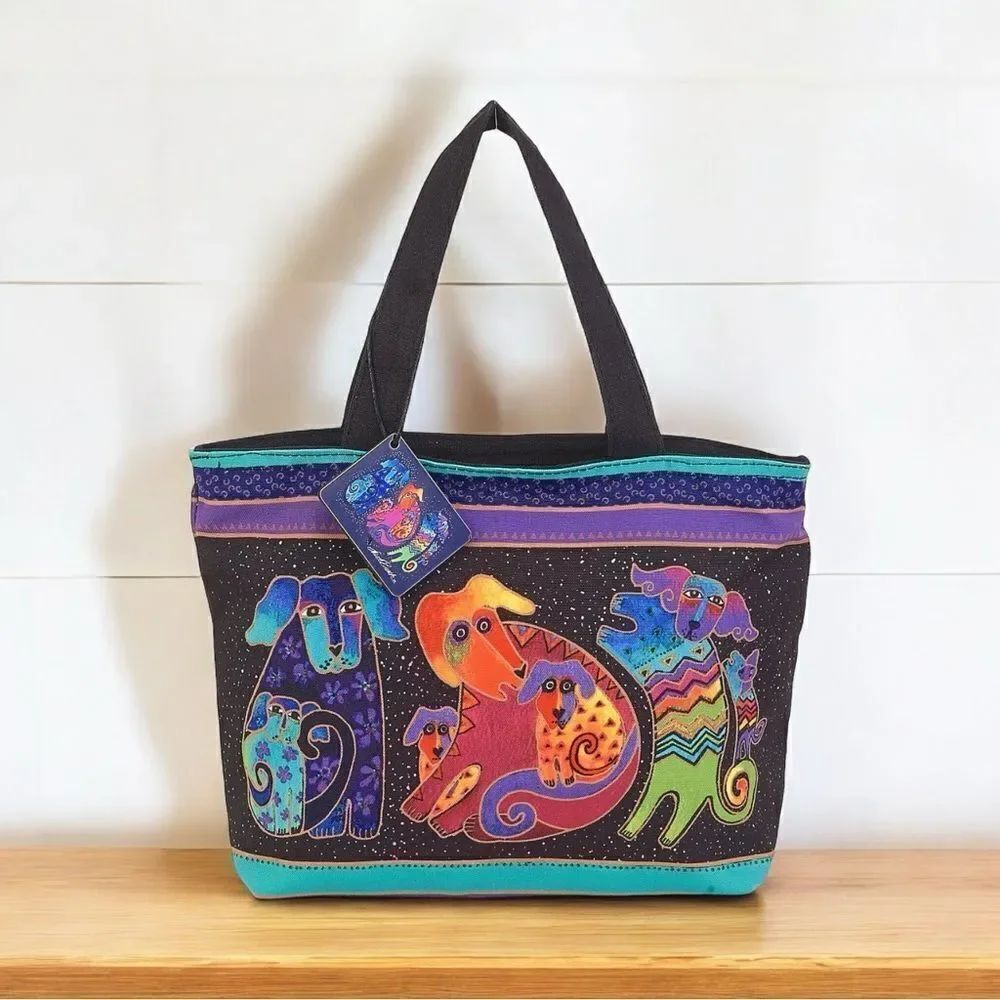 Laurel Burch Dogs and Doggies Shoulder Tote